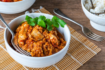 Canvas Print - Chicken dhansak curry with rice