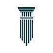 Ancient greek column and pillar symbol. Legal, attorney, law office vector icon with roman architecture element. Court, university, bank or museum sign with antique temple column or pillar silhouette