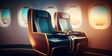 First Class Business Luxury Seats For Vacations Or Corporate Airplane Travel With Copy Space Area Wide Banner