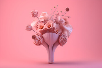 female uterus,flowers pink background. ai