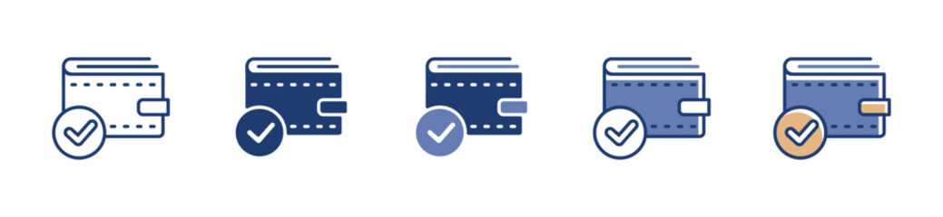 Poster - Wallet signs with check icon set for payment or saving money symbol finance e-wallet verification vector