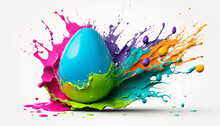 Easter Egg Splash Of Colors. Generative AI,