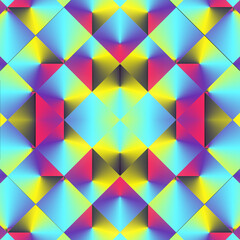 Fototapete - Rectangular shapes with trendy gradient. 3d rendering kaleidoscopic pattern. Abstract background. Digital illustration