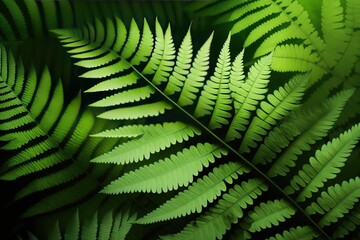 Wall Mural - typical fern foliage is green. a fern backdrop made of natural flowers and sunshine. generative ai