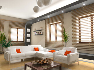 Wall Mural - modern interior design (privat apartment 3d rendering)