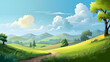 Cartoon clear summer landscape, background. Generative AI