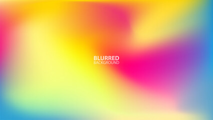 Poster - Vibrant blurred background with color gradients. Yellow, Pink and Green colors. Graphic template for creative design. Vector illustration.