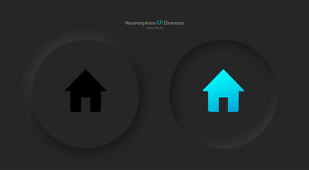 Wall Mural - a set of round buttons with gray and blue home symbols. user interface elements for mobile devices i