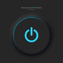 Wall Mural - round power button on a black background. user interface elements in the style of neumorphism, ux. v