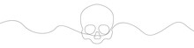 Skull Line Continuous Drawing Vector. One Line Skull Vector Background. Skull Icon. Continuous Outline Of A Skulls. Skull Linear Design.