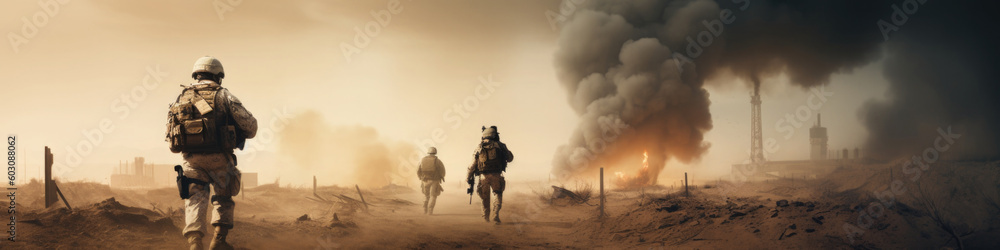 Army soldiers at war. Military forces at special operation. Battlefield ...