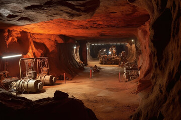 Wall Mural - mars colonization, space planet colony underground for protection from radiation. research base in c
