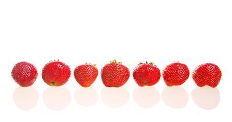 Wall Mural - Strawberries over white background