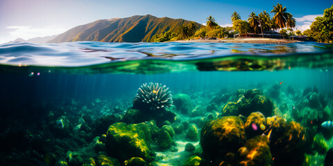 under the deep ocean, glassy translucency, bright colors in nature