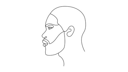 Canvas Print - Face of an Afro American man in a modern minimalist one line style.