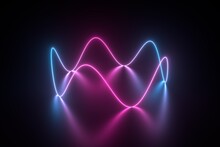 Ultraviolet Neon Light Figure, Abstract Shape Of A Crown .