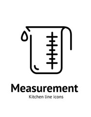 Wall Mural - Kitchen Measurement Glass Cup Container Sign Thin Line Icon Emblem Concept. Vector illustration of Cooking Equipment