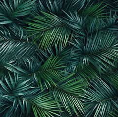  Green palm leaf natural patterns. Wallpaper, background, or texture for various design projects.Generated by AI.