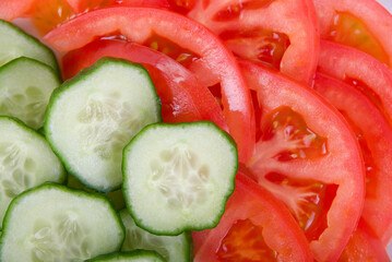 Wall Mural - cucumbers and tomatoes background