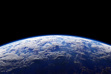 Cinematic shot of planet earth globe clouds and space background.