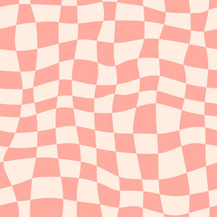 Wall Mural - Groovy and retro boho cute checkerboard pattern