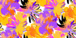 © Atra Cometa - Seamless pattern with graphic tropic flowers. Bright abstract floral background.
