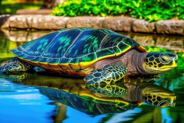 Poster - sea turtle swimming in the ocean Generative AI