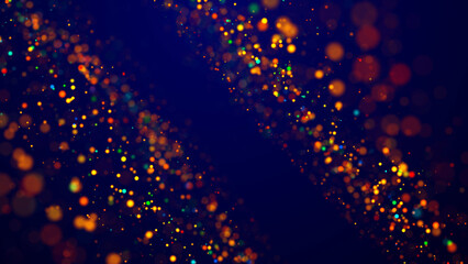 Wall Mural - magical multicolored sparkles of light form abstract simple spiral structure. multi-colored glow par