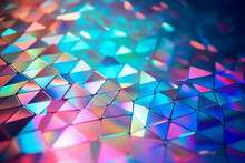 Abstract Vibrant Background, Holographic Triangles, Ai Generated