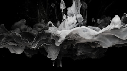 Wall Mural - Abstract background, Acrylic white colors and ink in black water. Ink blot. Image generated by AI.