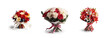 collection Set of different styles of retro vantage and modern roses and flowers bouquet cutouts isolated on transparent background - Generative AI
