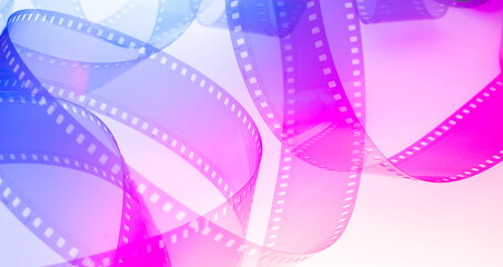 Wall Mural - multicolored abstract background with film strip.film festival filmmaking movie announcement concept