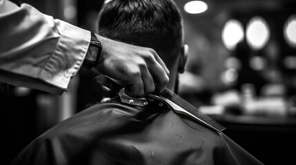 hairdresser cutting a client's hair generative ai