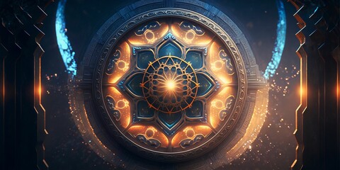 Wall Mural - abstract science fiction style background illustration created using ai generative.