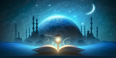 Wall Mural - abstract book science fiction style background illustration created using ai generative.