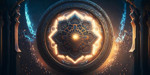 Wall Mural - abstract science fiction style background illustration created using ai generative.