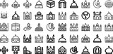 Fototapeta  - Set Of Mosque Icons Collection Isolated Silhouette Solid Icons Including Arabian, Religious, Muslim, Ramadan, Religion, Mosque, Culture Infographic Elements Logo Vector Illustration