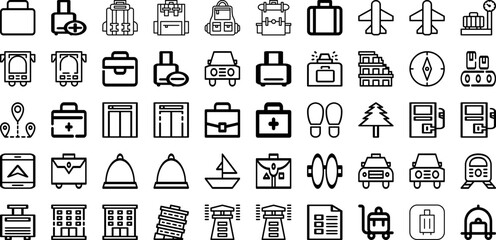 Wall Mural - Set Of Suitcase Icons Collection Isolated Silhouette Solid Icons Including Journey, Baggage, Suitcase, Vacation, Luggage, Tourism, Bag Infographic Elements Logo Vector Illustration