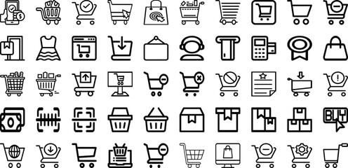 Set Of Commerce Icons Collection Isolated Silhouette Solid Icons Including Retail, Online, Web, Business, Store, Technology, Internet Infographic Elements Logo Vector Illustration