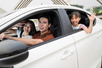 Wall Mural - Image of young Asian family travel