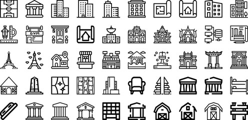 Set Of Architect Icons Collection Isolated Silhouette Solid Icons Including Blueprint, Business, Construction, Office, Project, Design, Architect Infographic Elements Logo Vector Illustration