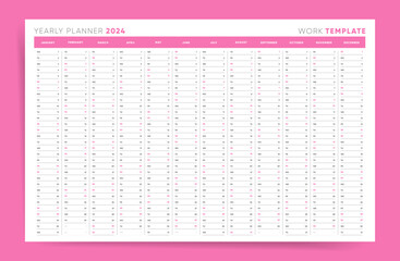 Wall Mural - 2024 Planner. Wall Pink and white planner organizer, Perfect for Work or Study Schedule and Task Management.
