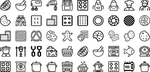 Wall Mural - Set Of Cook Icons Collection Isolated Silhouette Solid Icons Including Cooking, Restaurant, Chef, Cook, Culinary, Kitchen, Food Infographic Elements Logo Vector Illustration