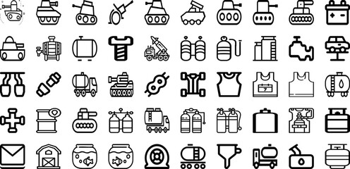 Set Of Tank Icons Collection Isolated Silhouette Solid Icons Including Fuel, Tank, Industry, Container, Industrial, Plant, Storage Infographic Elements Logo Vector Illustration