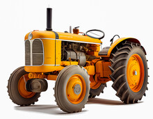Red Tractor Isolated On White