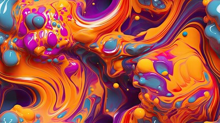 Wall Mural - seamless abstract flow of vibrant liquid colors like paint colliding and mixing background texture, 