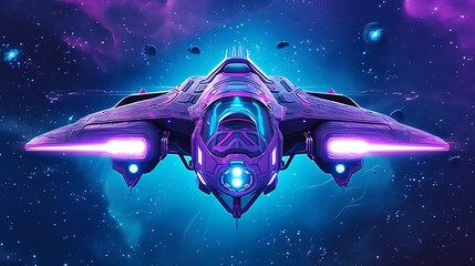 illustration spaceship on galaxy ai generative