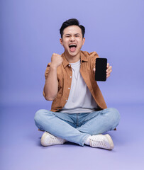 Photo of young Asian man on background