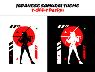 female samurai with blood, silhouette japan samurai vector for design t shirt concept, silhouette samurai, Japanese t-shirt design, silhouette for a Japanese theme, urban samurai