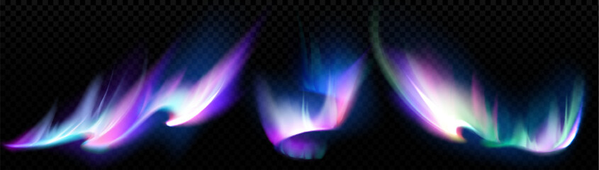 Wall Mural - realistic aurora effect isolated on transparent background. vector illustration of colorful borealis